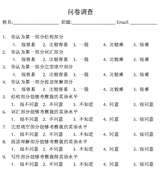 Appendix C 1986 Questionnaire